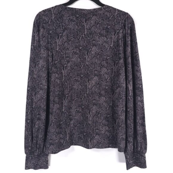 Rails EMILIA CHARCOAL SNAKESKIN Puff Sleeve Top Pullover Long Sleeve Gray MEDIUM - Picture 4 of 13